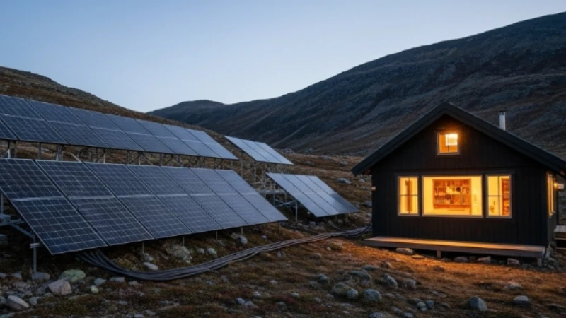 Solar panels connected to an off-grid solar power inverter system